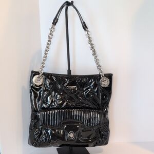 Coach Poppy Liquid Glass Patent Leather Shoulder Bag With Nickel Hardware Y2K